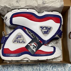 Grant Hill 2 Fila White, Red, and Purple High-Top Sneakers